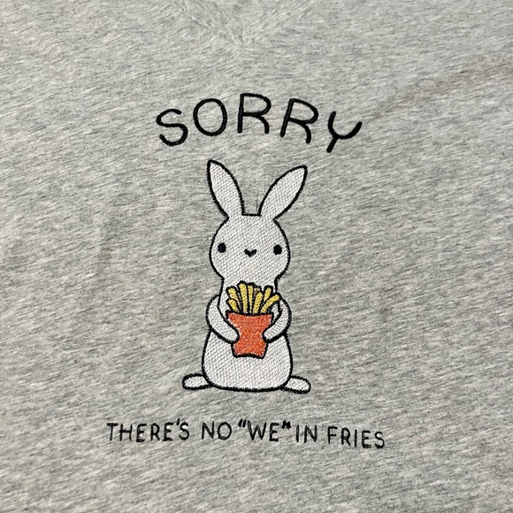 GAP Tops - Gray Graphic Tee with Bunny and Fries